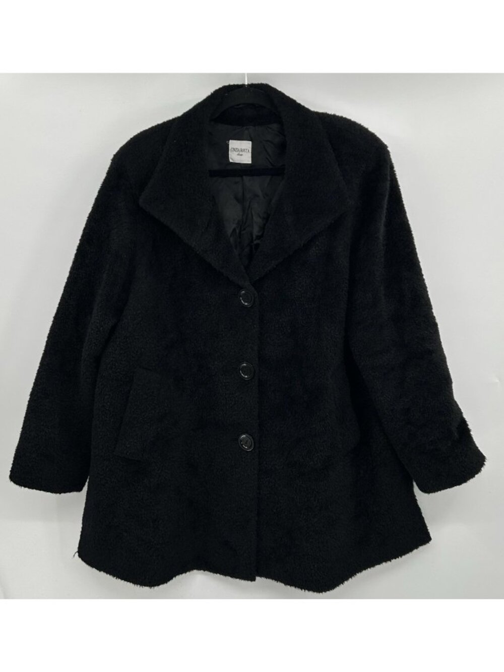 Cinzia Rocca Wool Cashmere Coat Womens Size 10 Black Designer Midi Made Bulgaria